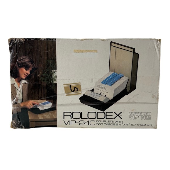 Vintage Rolodex VIP-24C Rotary Business Card File Covered 500 Cards Brown - Picture 1 of 5